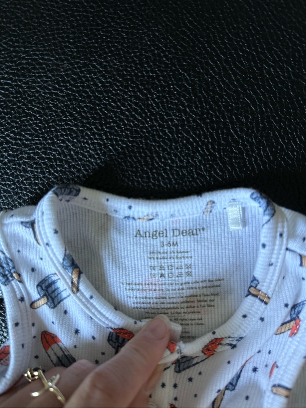 Angel Dear White Tank Romper with Red & Blue bomb pop 3-6 months - Picture 2 of 3